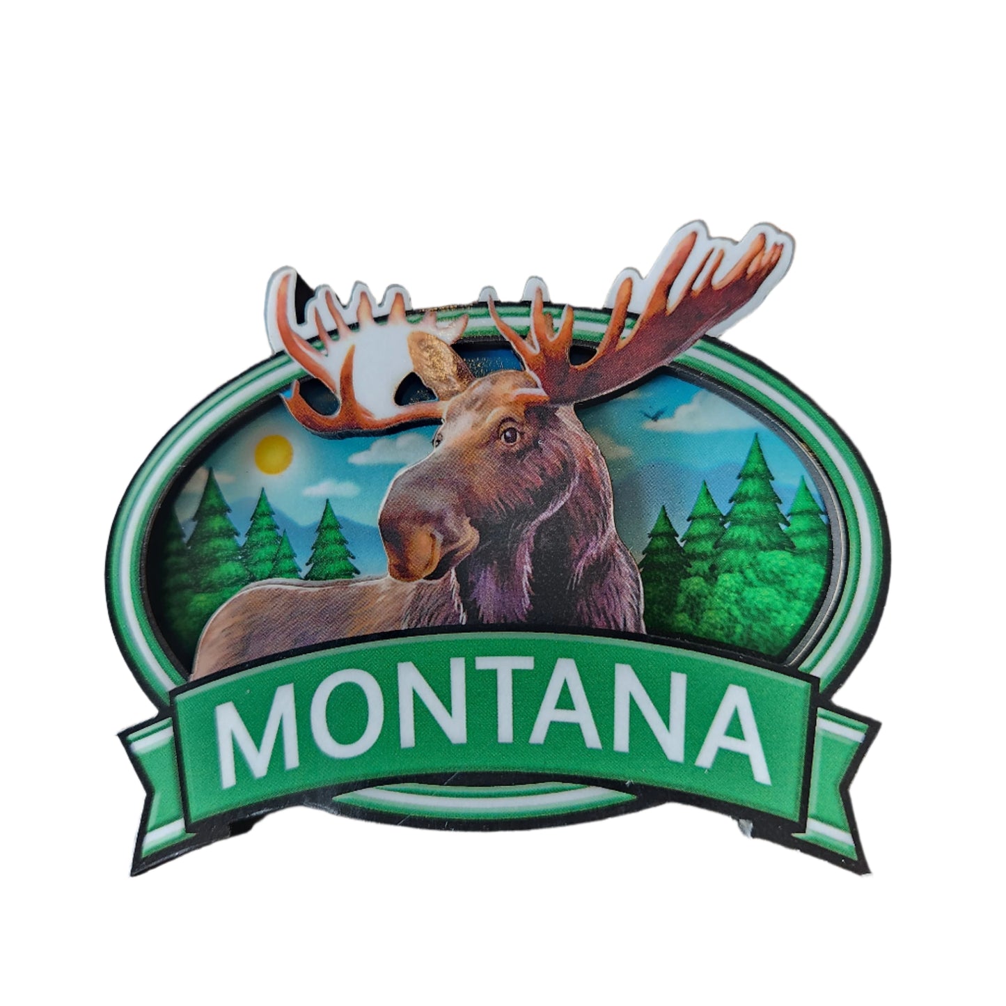 Montana Moose - 2 Level Wood Magnet