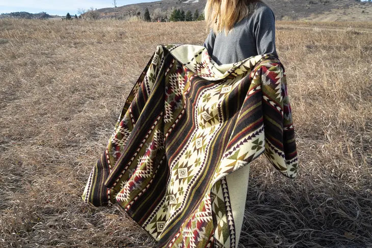 Alpaca Wool Blanket - Cactus Green (Queen size)