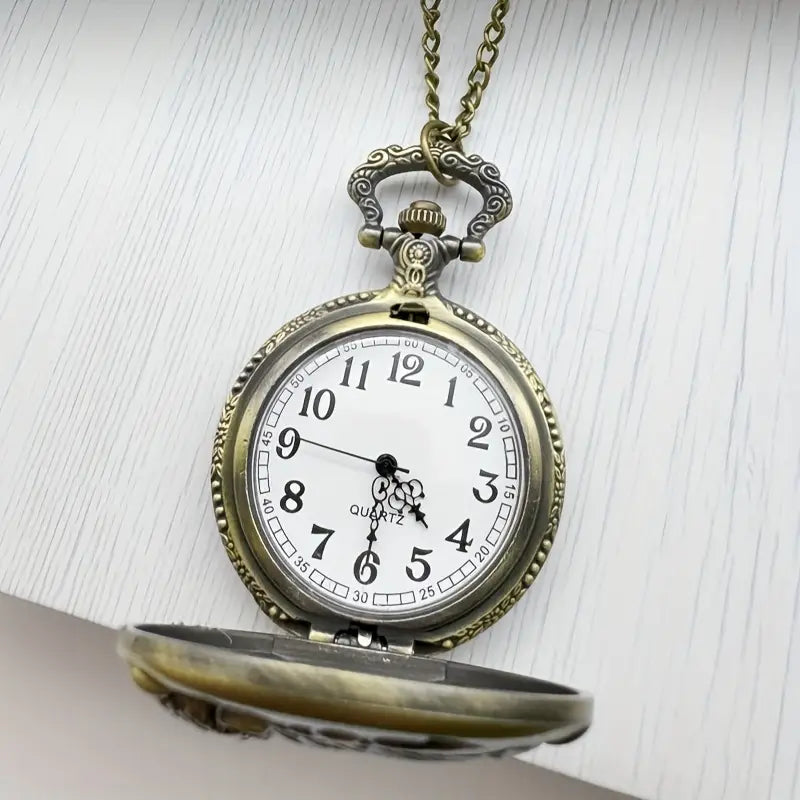 Bear & Cub Quartz Pocket Watch with Chain