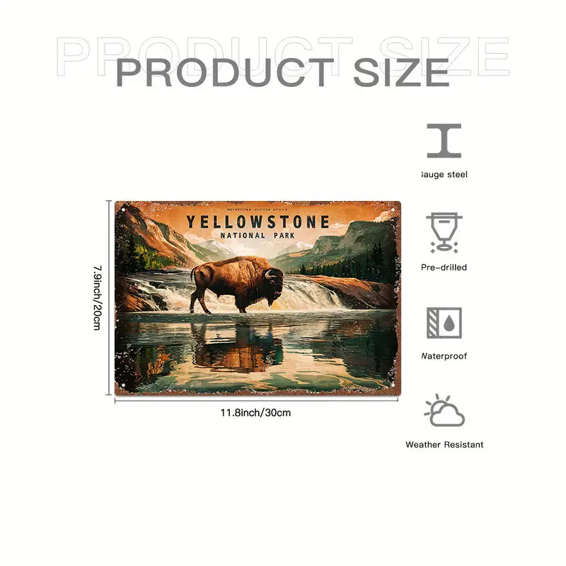 Metal Sign - Yellowstone National Park Bison Reflection 2