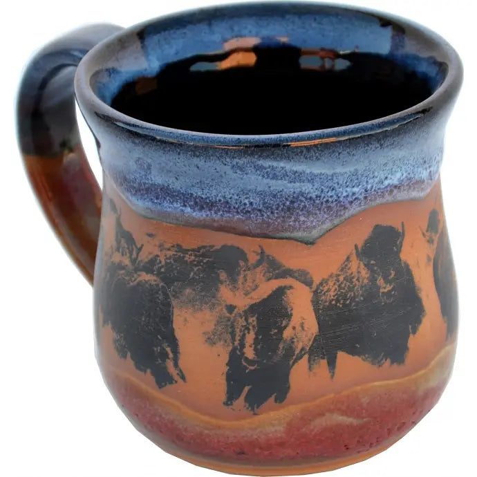 Handcrafted Pottery - Bison Stampede Mug 14 oz