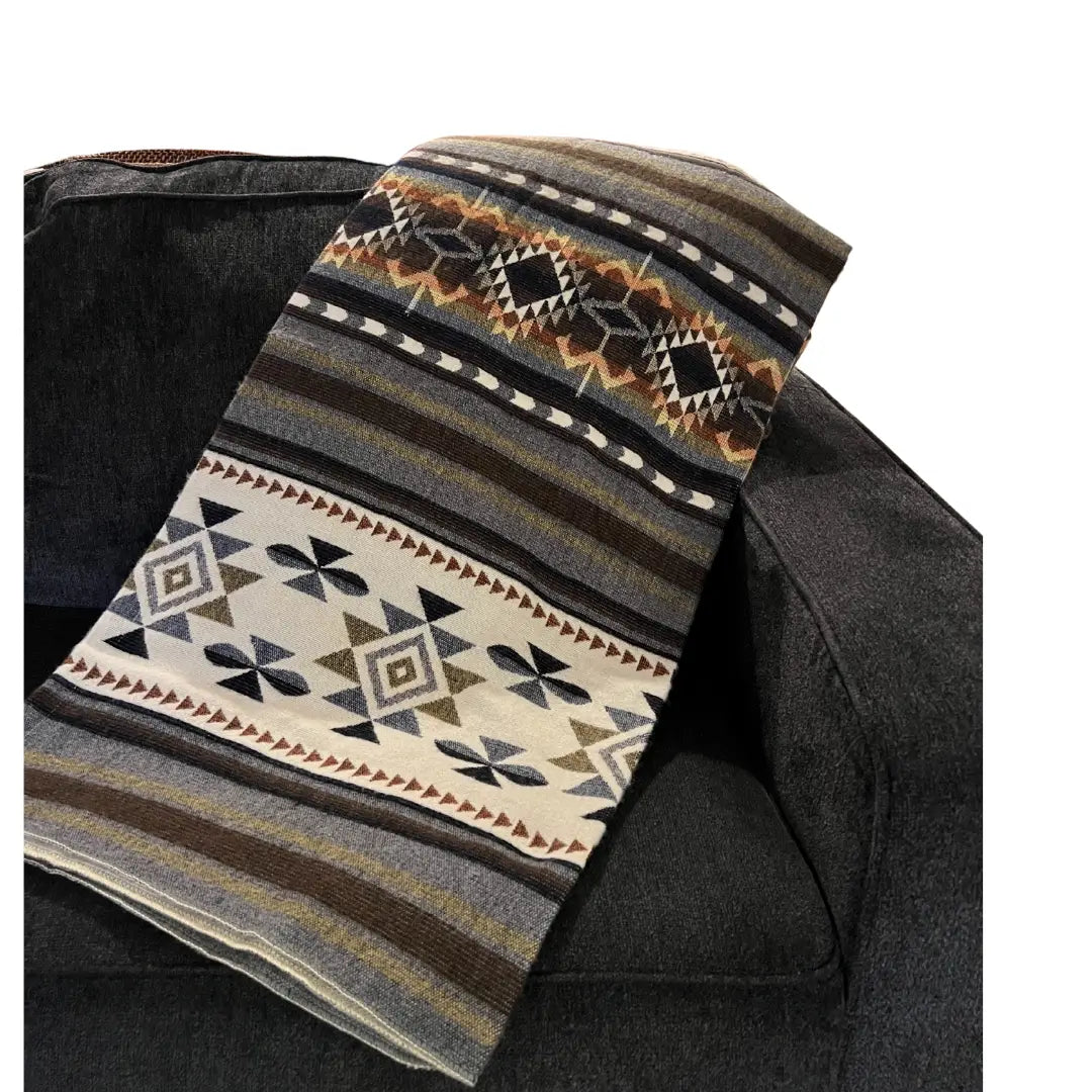 Alpaca Wool Blanket - Gold Gray and Brown Native Blanket - Throw