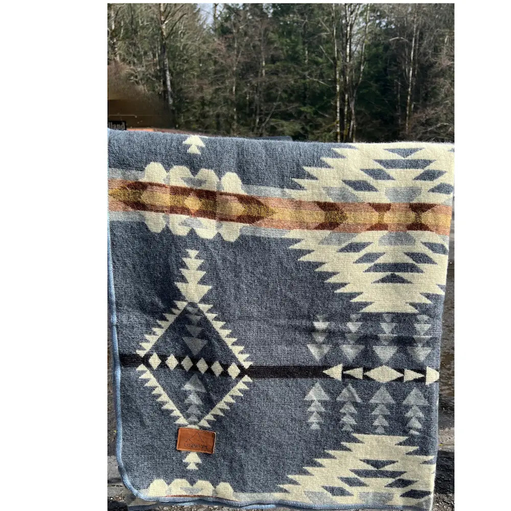 Alpaca Wool Blanket - Gray and Beige Wisdom Weave Native Throw