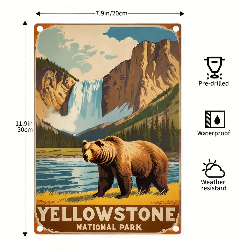Metal Sign - YNP Grizzly