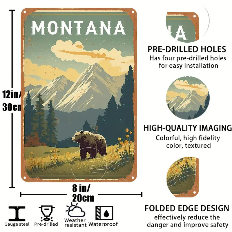Metal Sign - Montana Bear