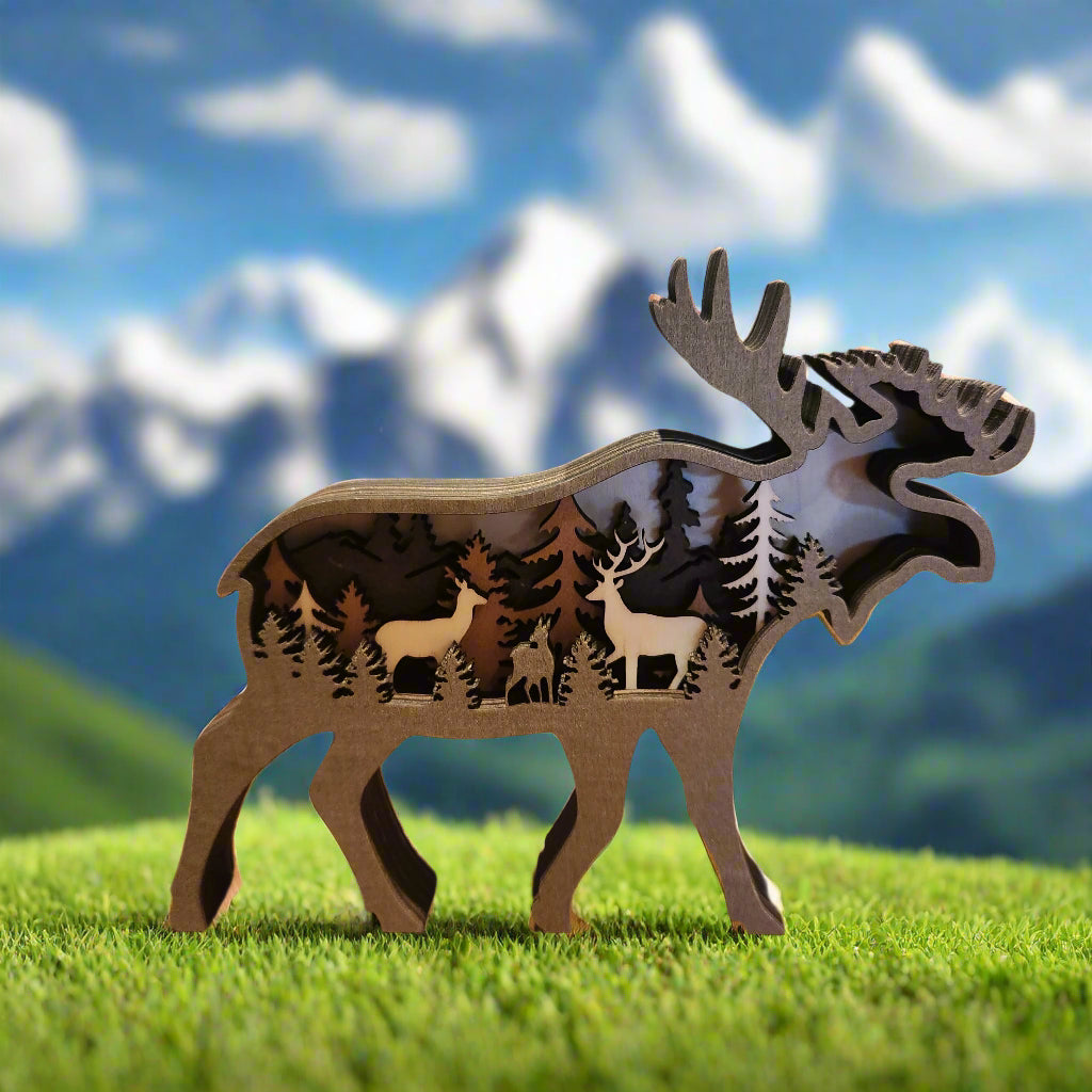 Handcrafted Multi-layer Wooden Moose