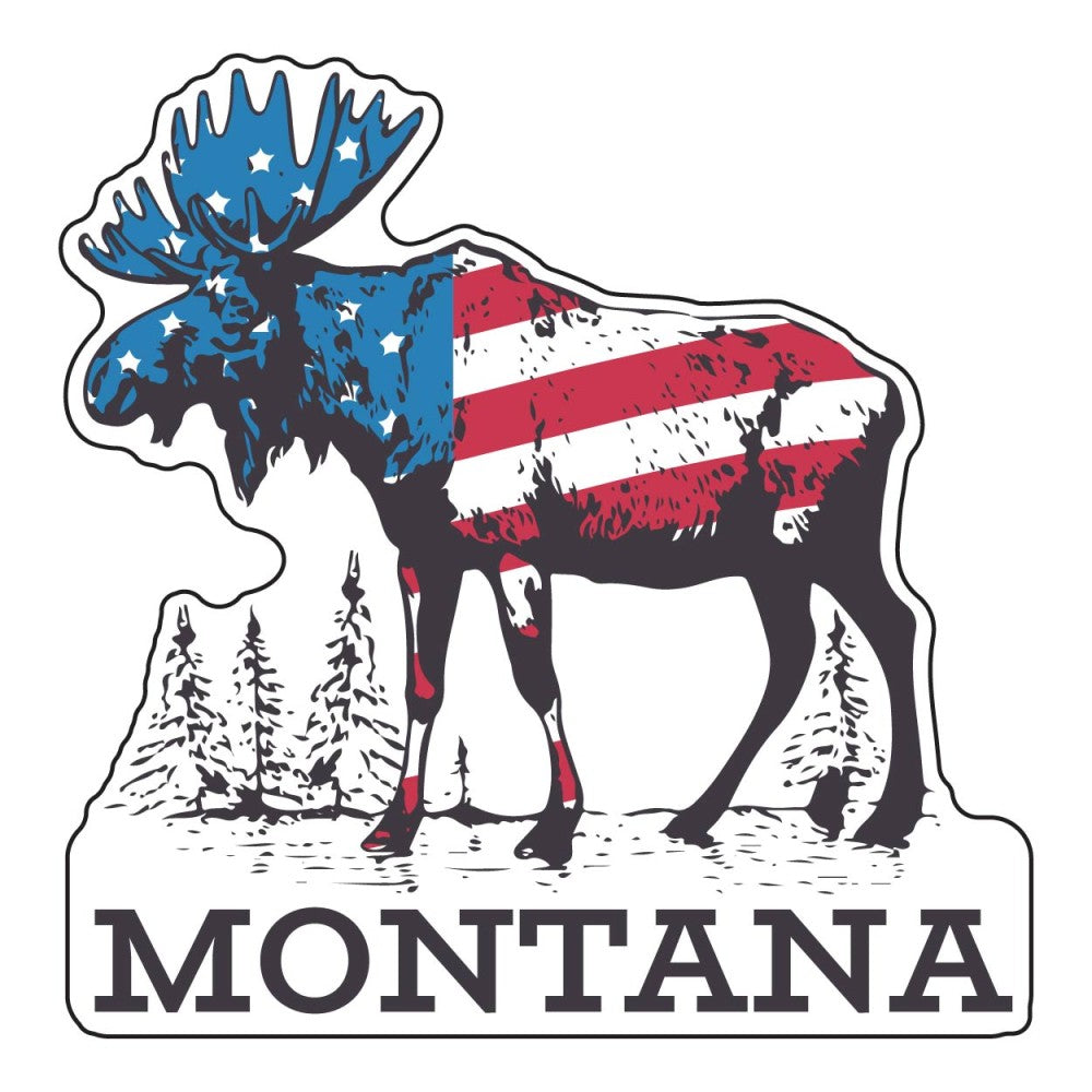 Montana Patriotic Moose Acrylic Magnet