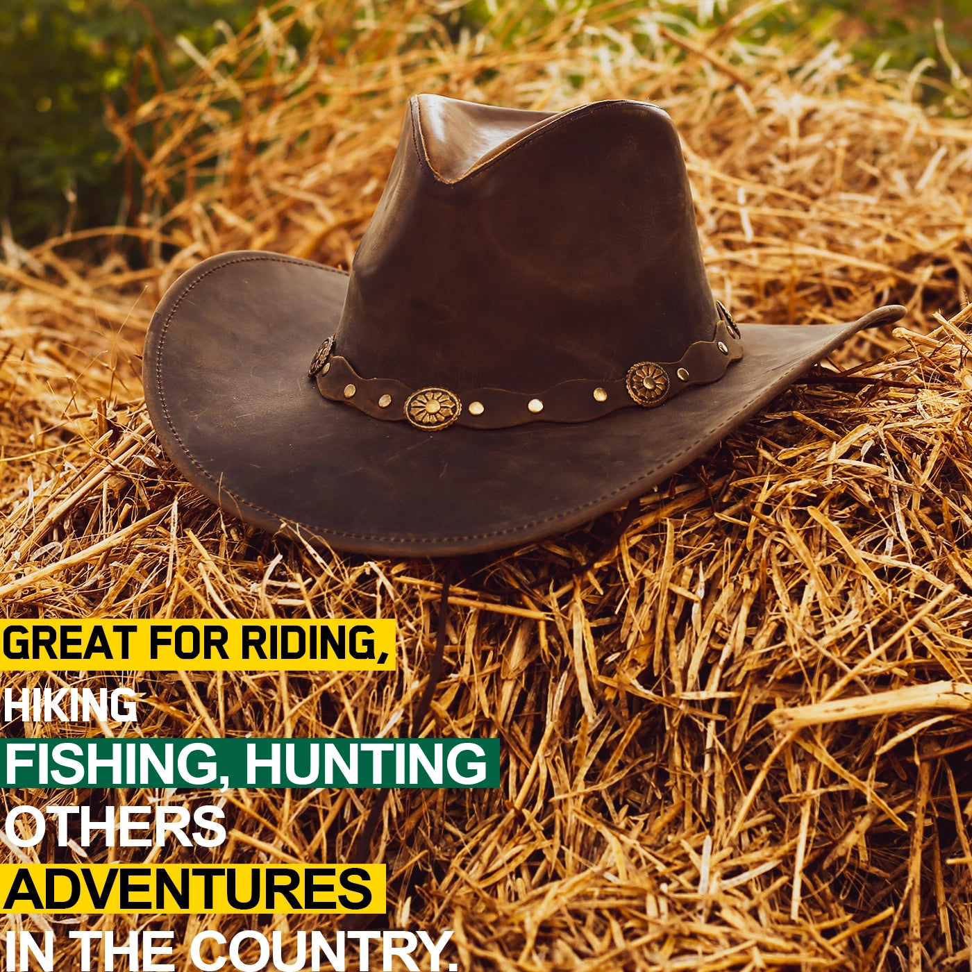 Shapeable Brown Wide Brim Western Leather Cowboy Hat