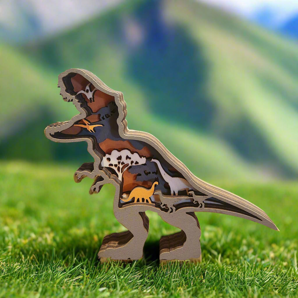 Handcrafted Multi-layer Wooden T-Rex