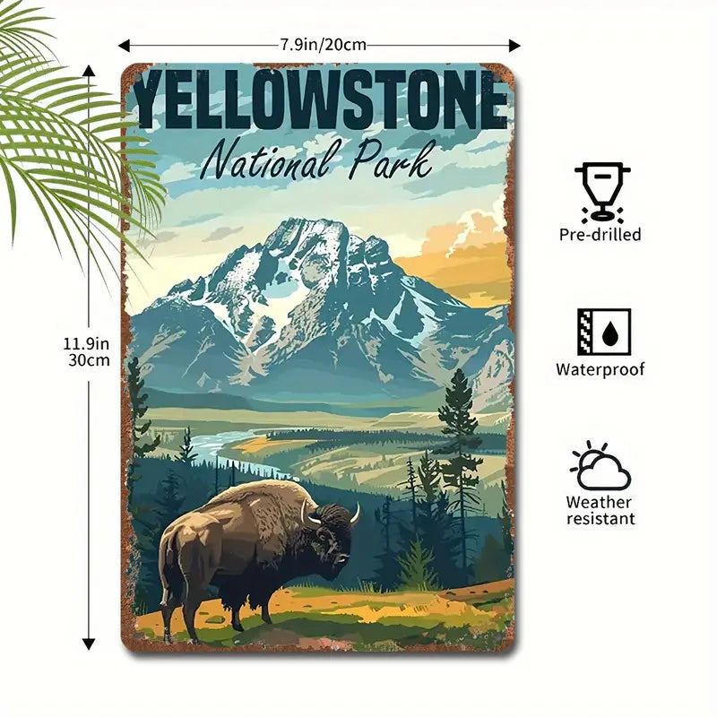 Metal Sign - Yellowstone National Park Bison On The Hill