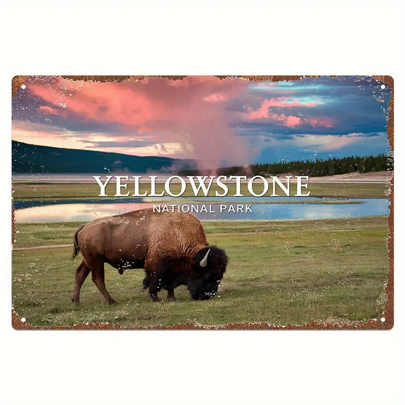 Metal Sign - Yellowstone National Park Bison Suppertime