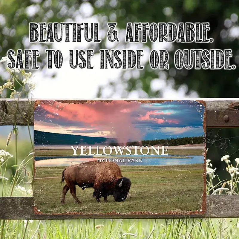 Metal Sign - Yellowstone National Park Bison Suppertime