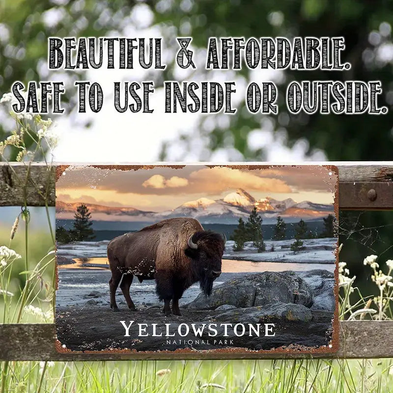 Metal Sign - Yellowstone National Park Winter Bison