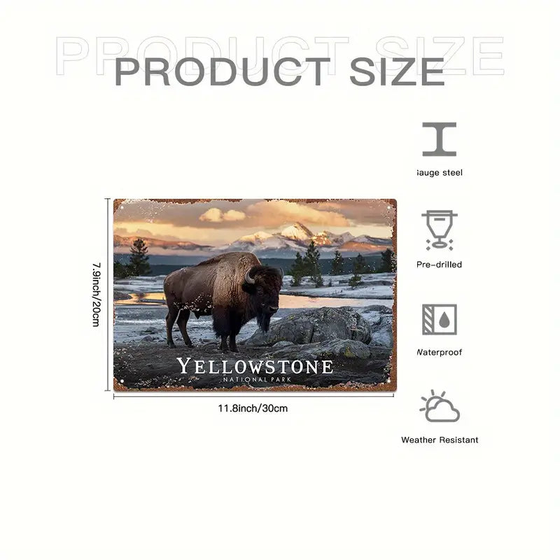 Metal Sign - Yellowstone National Park Winter Bison