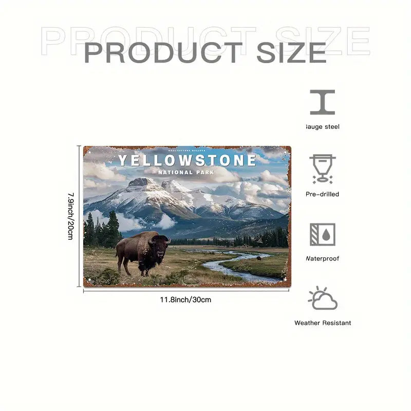 Metal Sign - Yellowstone National Park River Bison