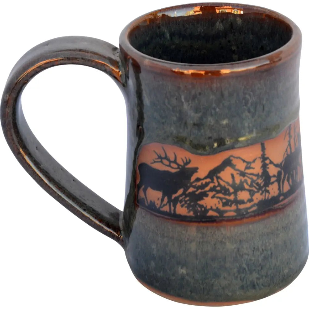 Handcrafted Pottery - Moose Wrap Mug 17 oz Tankard