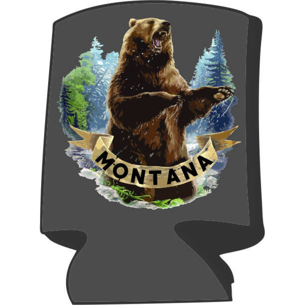 Montana Grizzly Bear Painting Can Cooler