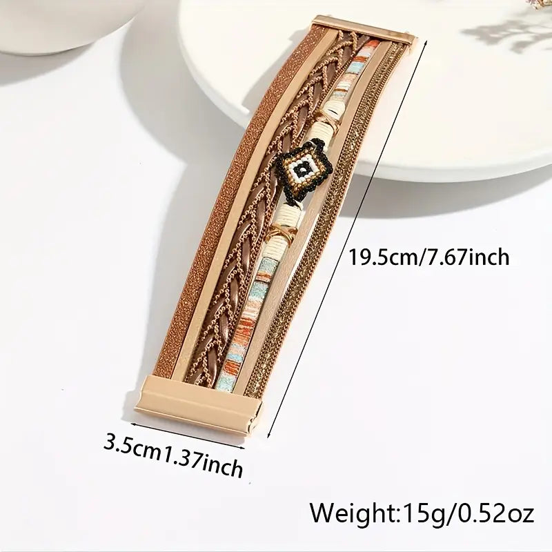 Bracelet with Rhinestone & Beads - Magnetic Clasp