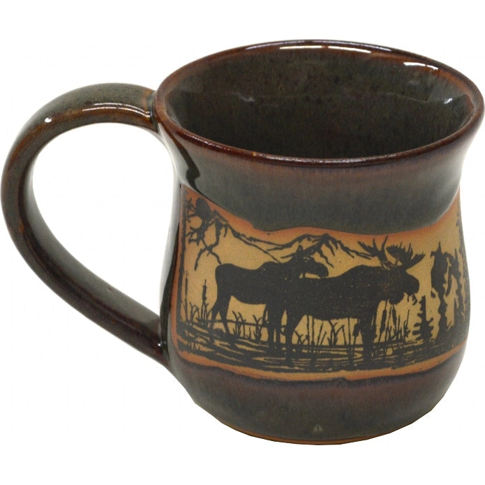 Handcrafted Pottery - Moose Wrap Mug 14 oz