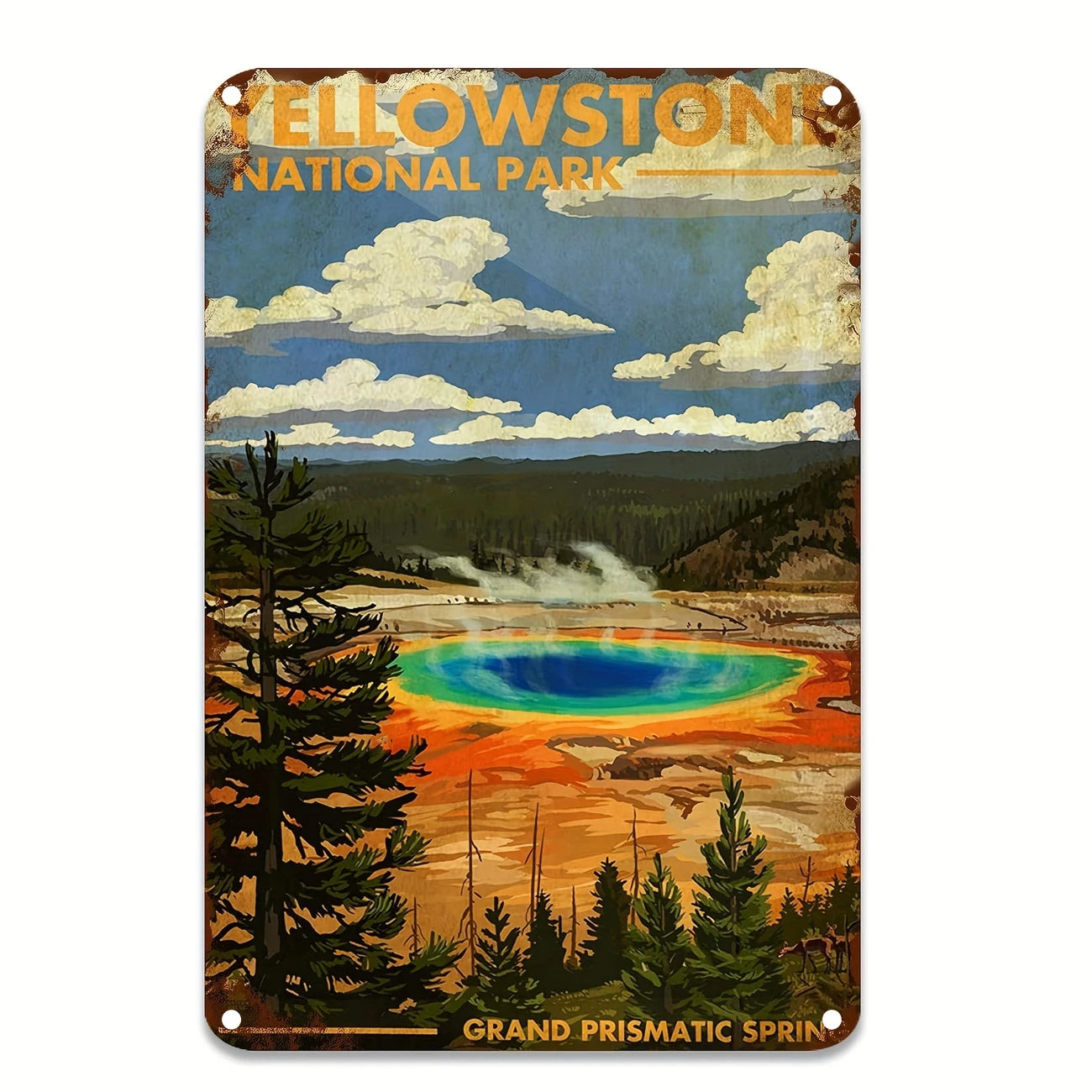 Metal Sign - Yellowstone National Park - Grand Prismatic Spring