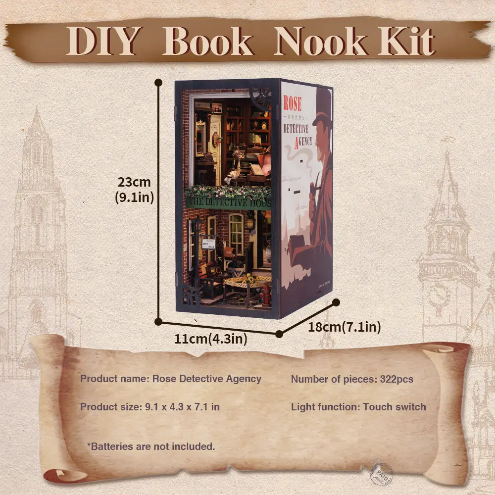 Rose Detective Agency with Dust Cover - DIY Book Nook Kit