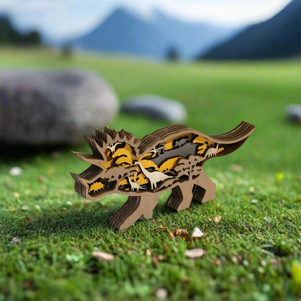 Handcrafted Multi-layer wooden Triceratops