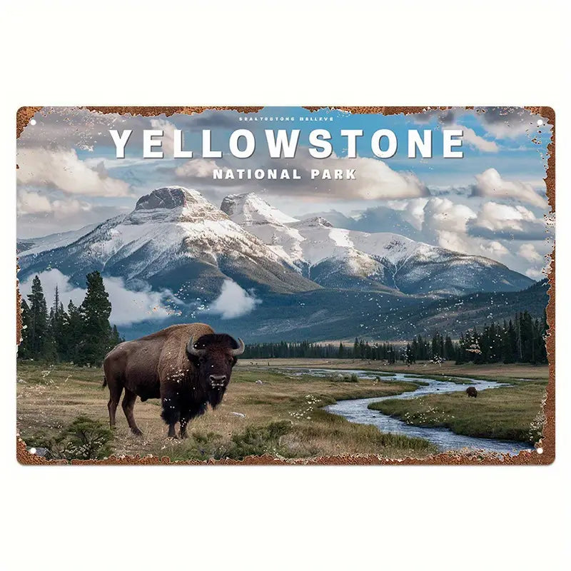 Metal Sign - Yellowstone National Park River Bison