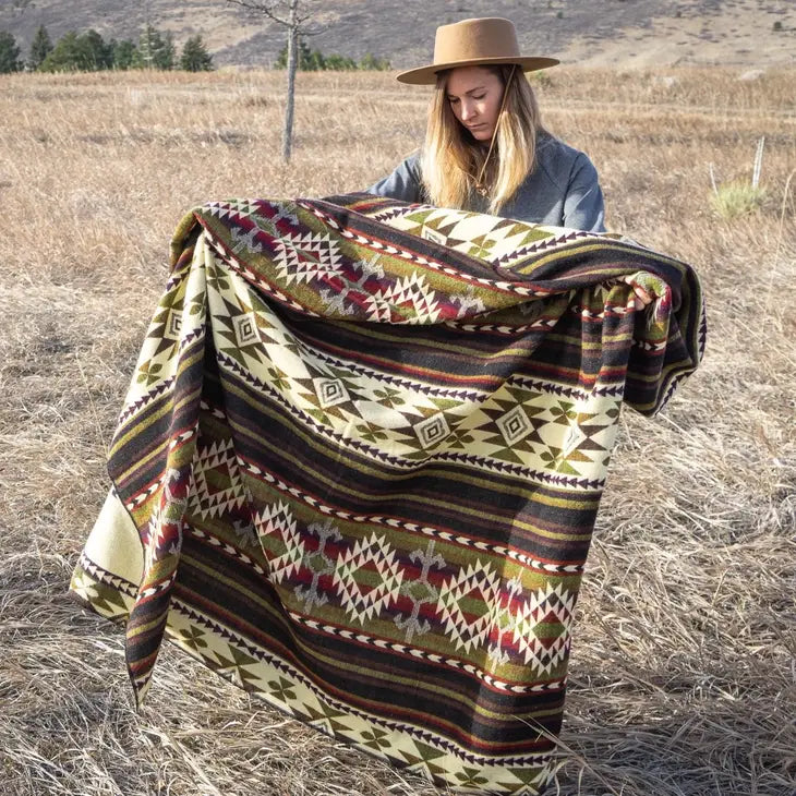 Alpaca Wool Blanket - Cactus Green (Queen size)