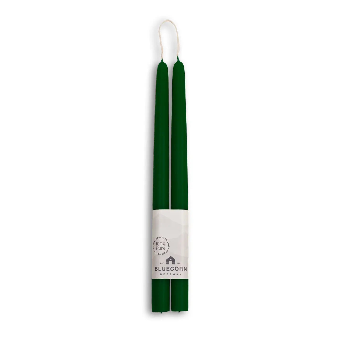 100% Beeswax Taper Candles - Moss