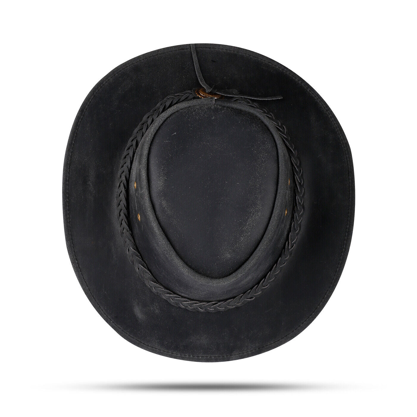 Black Western Leather Outback Cowboy Hat