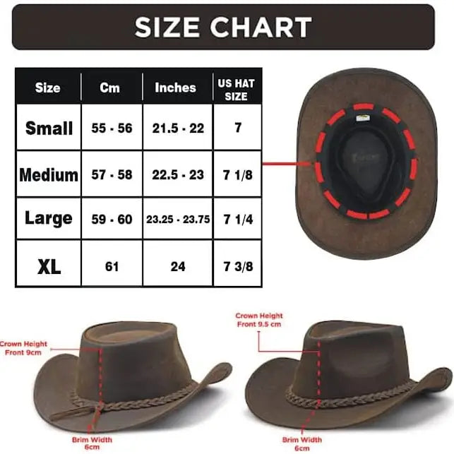 Brown Shapeable Western Leather Outback Cowboy Hat