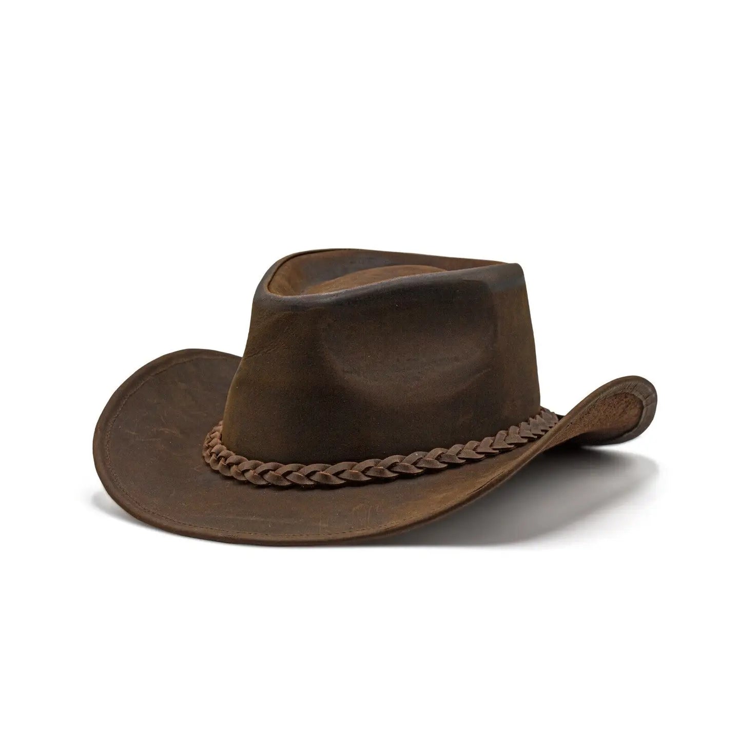 Brown Shapeable Western Leather Outback Cowboy Hat