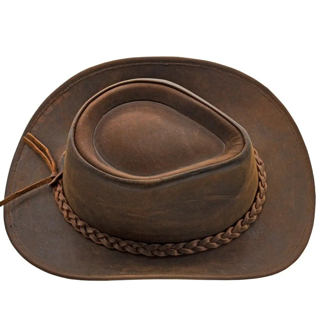 Brown Shapeable Western Leather Outback Cowboy Hat