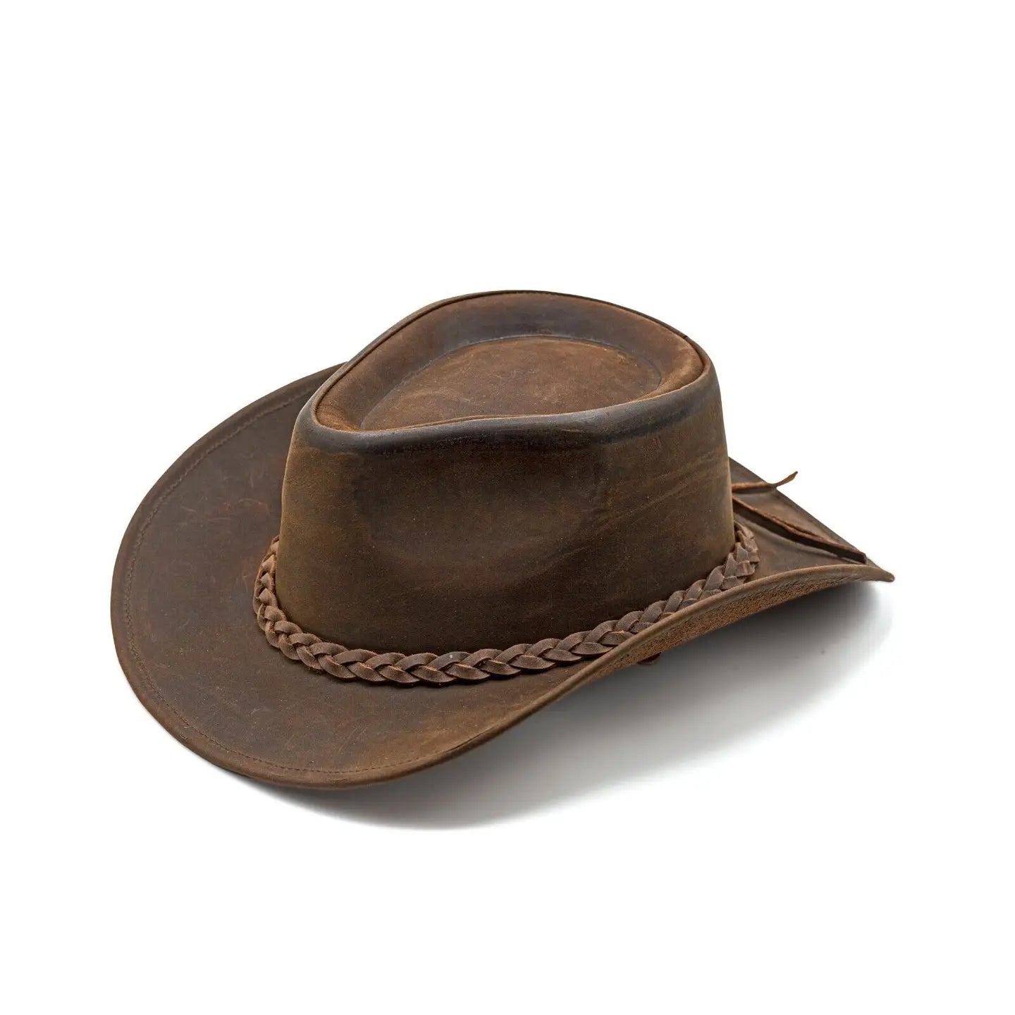 Brown Shapeable Western Leather Outback Cowboy Hat