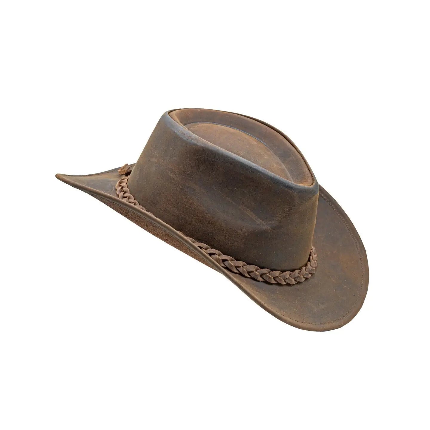 Brown Shapeable Western Leather Outback Cowboy Hat