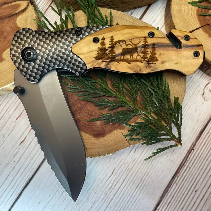 Deer with Mountains & Trees Knife