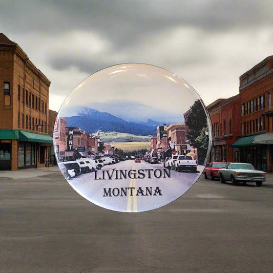 Downtown Livingston, Montana - Button Pin Souvenir