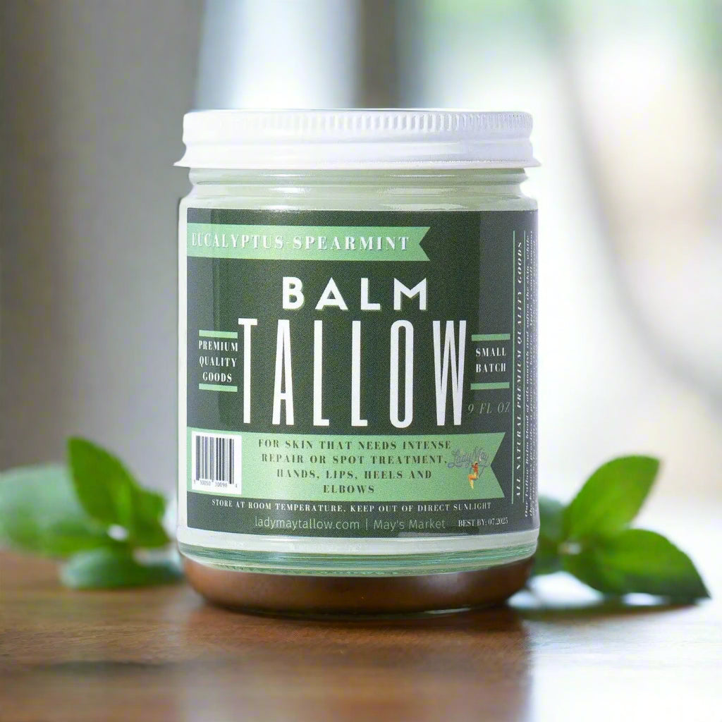 Eucalyptus Spearmint Tallow Balm, All Natural Grass Fed Beef Tallow