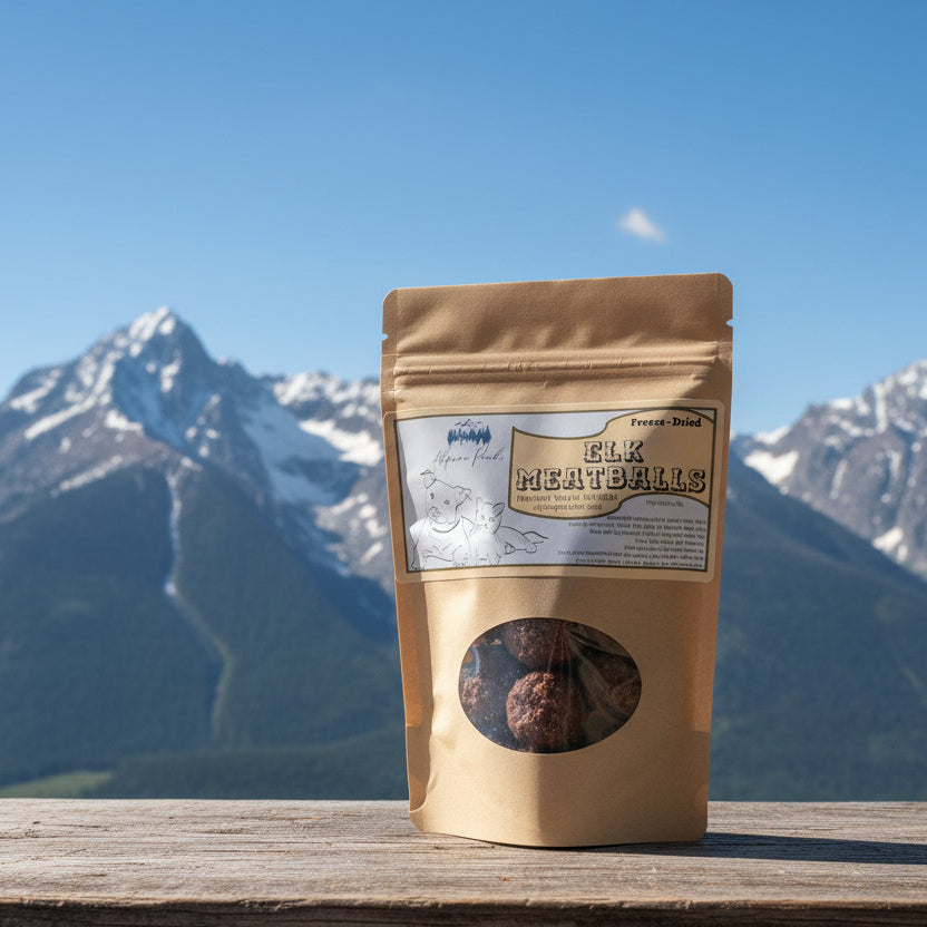 Alpine Peaks Pet Treats - Freeze Dried Elk Meatballs (Dog & Cat approved!)