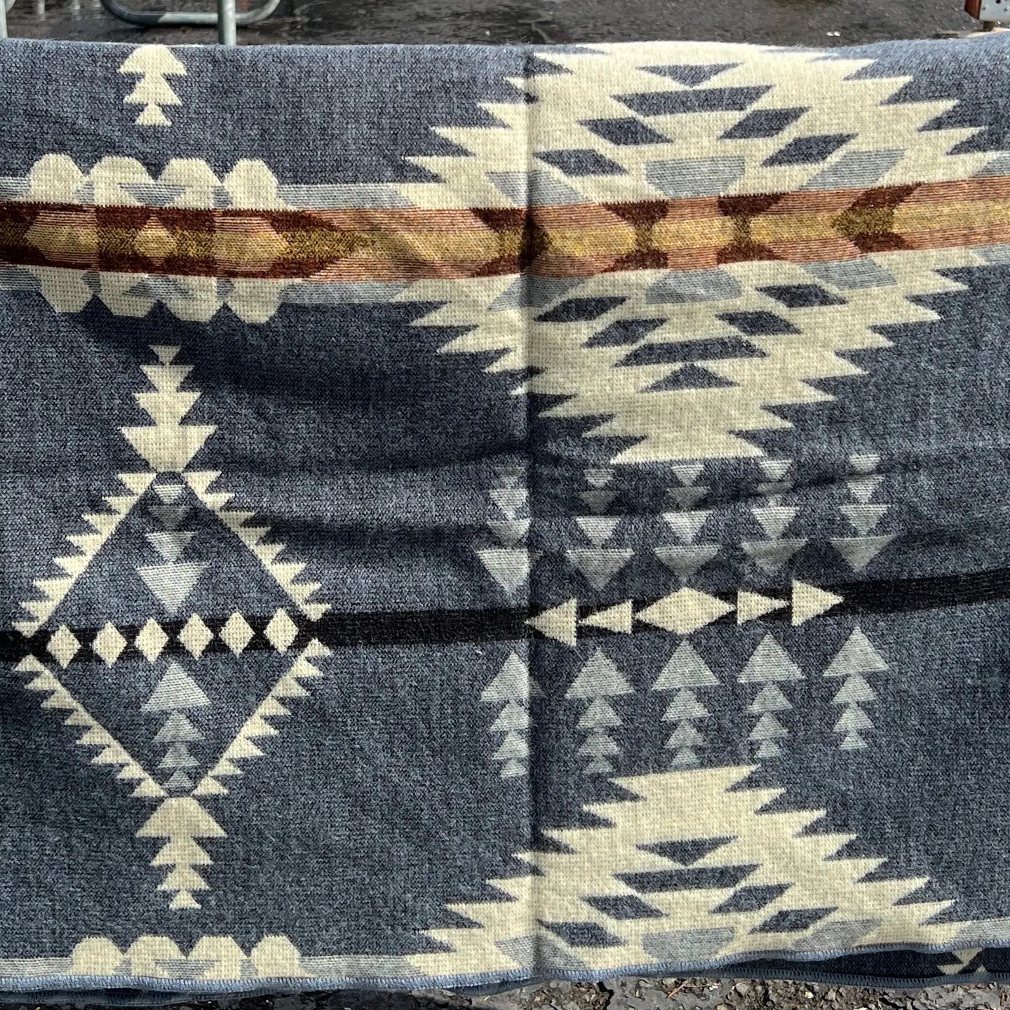 Alpaca Wool Blanket - Gray and Beige Wisdom Weave Native Throw