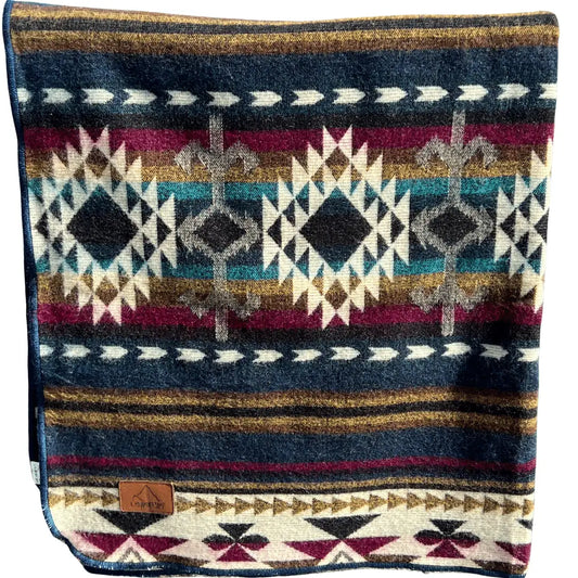 Alpaca Wool Blanket - Jewel Tone Southwestern Throw