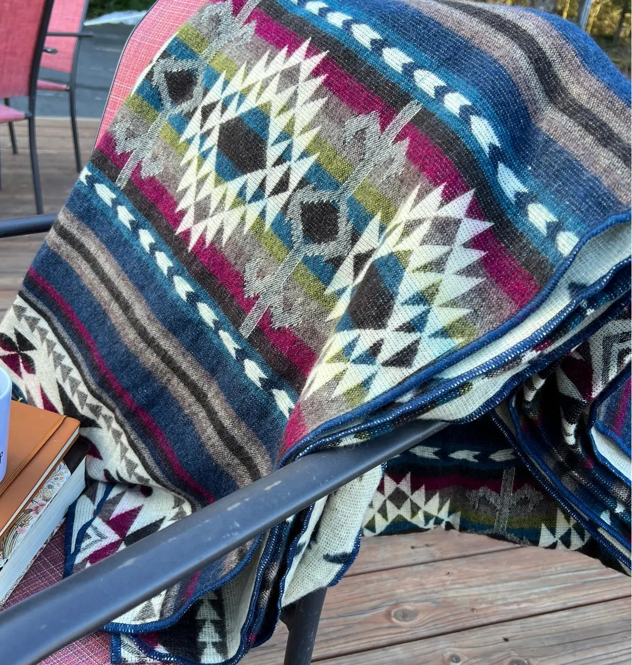 Alpaca Wool Blanket - Jewel Tone Southwestern Throw