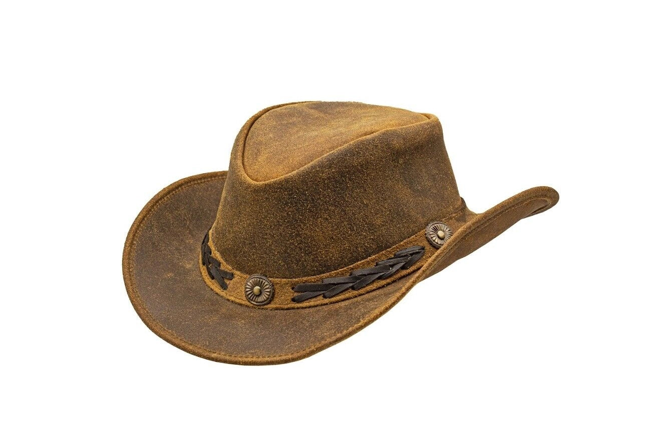 Shapeable Western Brown Leather Outback Cowboy Hat