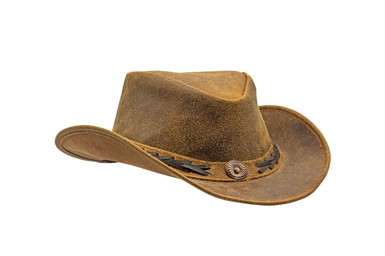 Shapeable Western Brown Leather Outback Cowboy Hat