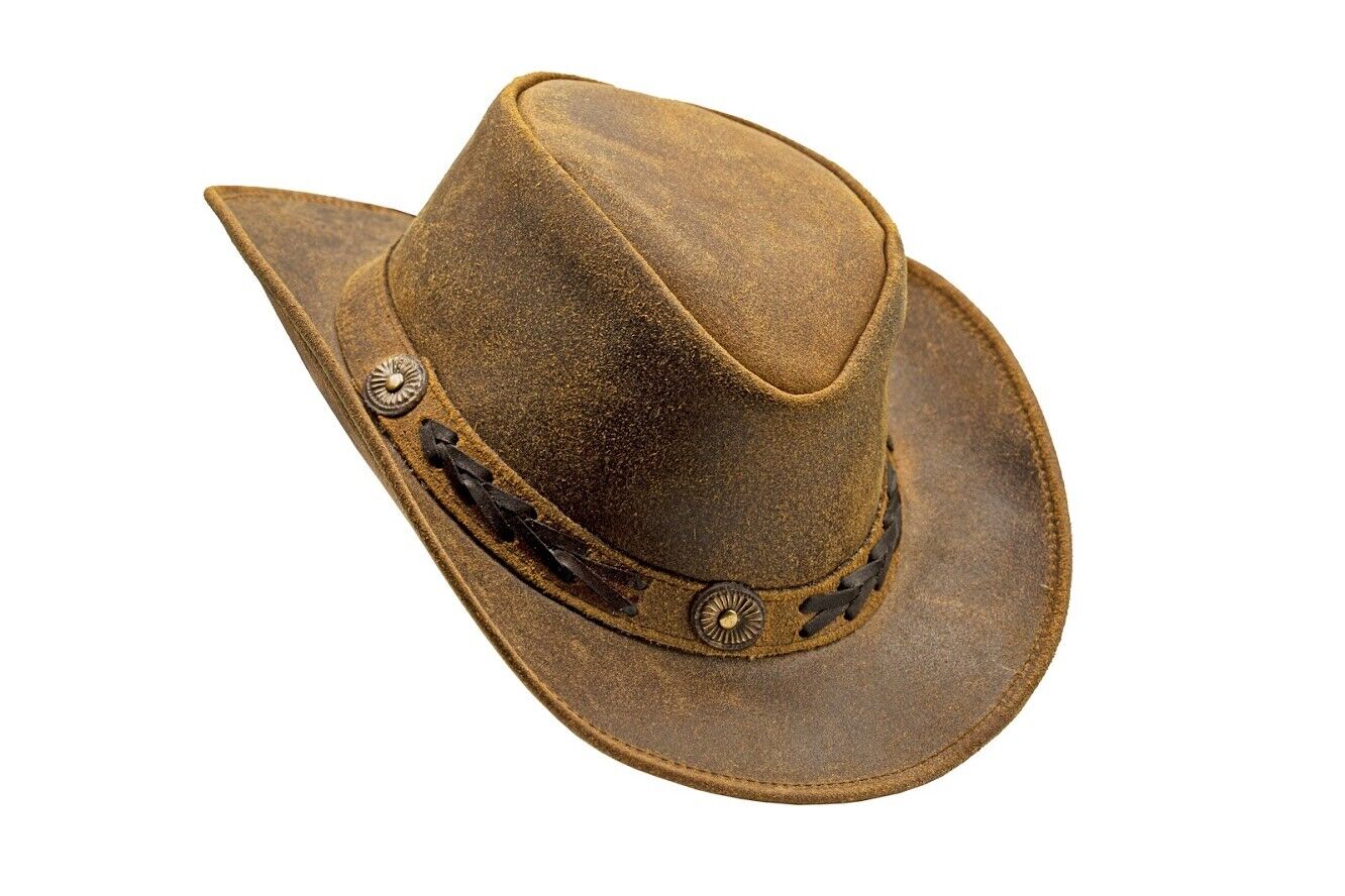 Shapeable Western Brown Leather Outback Cowboy Hat