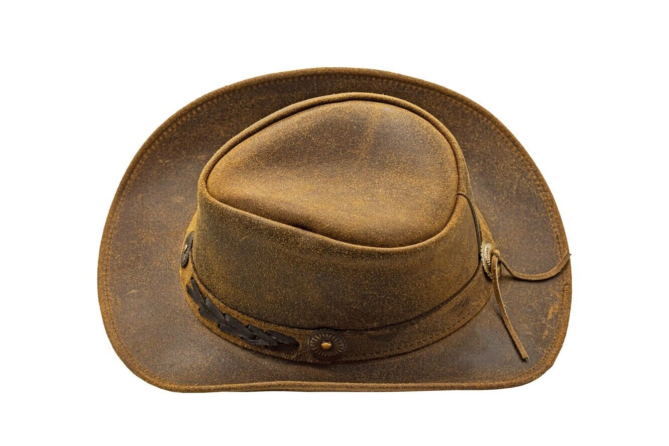 Shapeable Western Brown Leather Outback Cowboy Hat