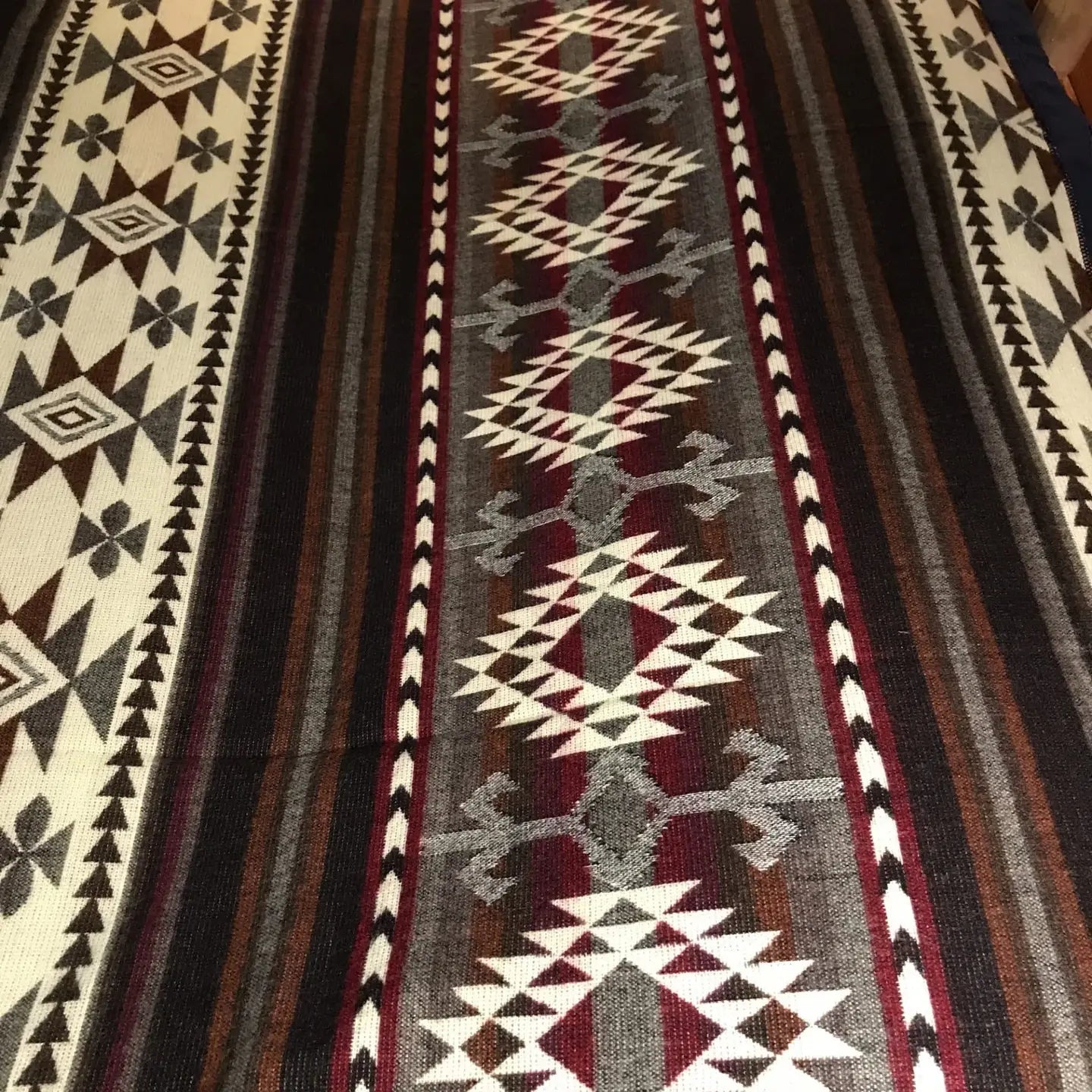 Alpaca Wool Blanket - Southwestern Brown & Cream Blanket (Queen Size)