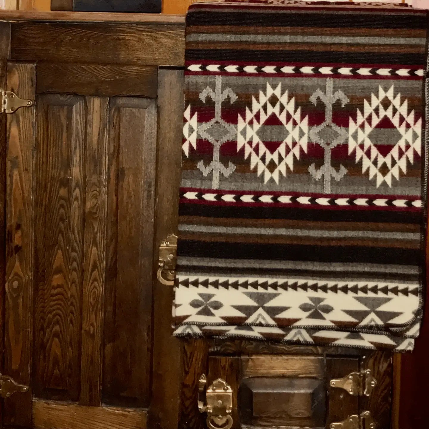 Alpaca Wool Blanket - Southwestern Brown & Cream Blanket (Queen Size)