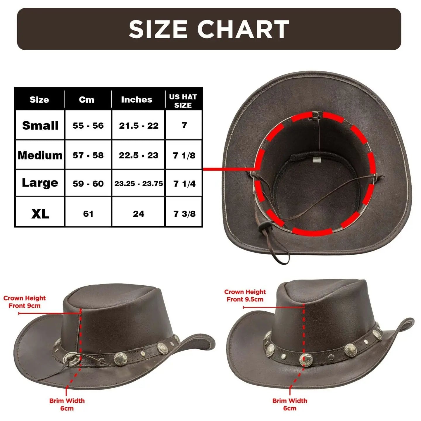 Water Resistant Western Leather Outback Cowboy Hat