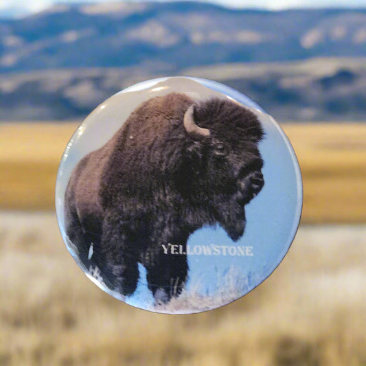 Yellowstone Buffalo Bull - Button Pin Souvenir